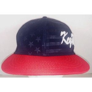 Key West Florida Essencial Flat Bill Cap Hat Flag Pattern Red Blue Snapback OSFA